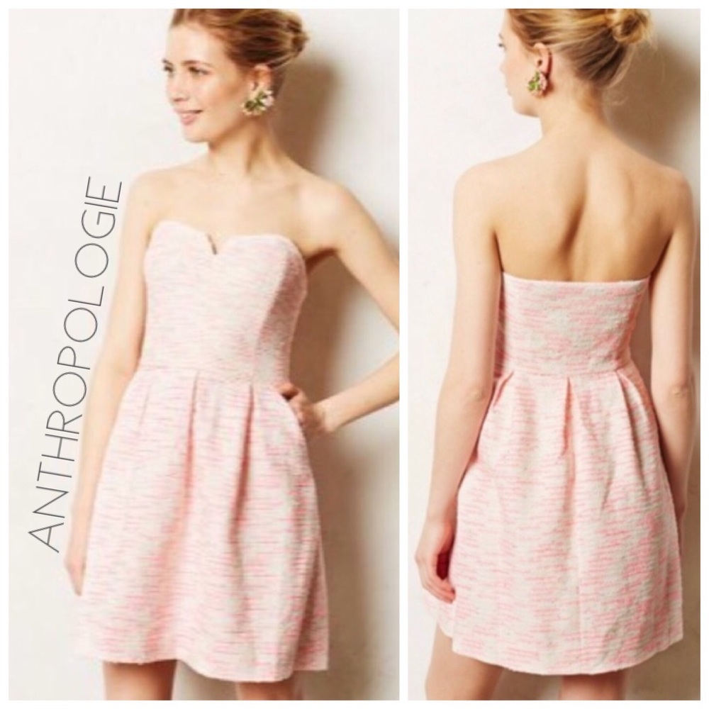 Anthropologie Pink Strapless Dress